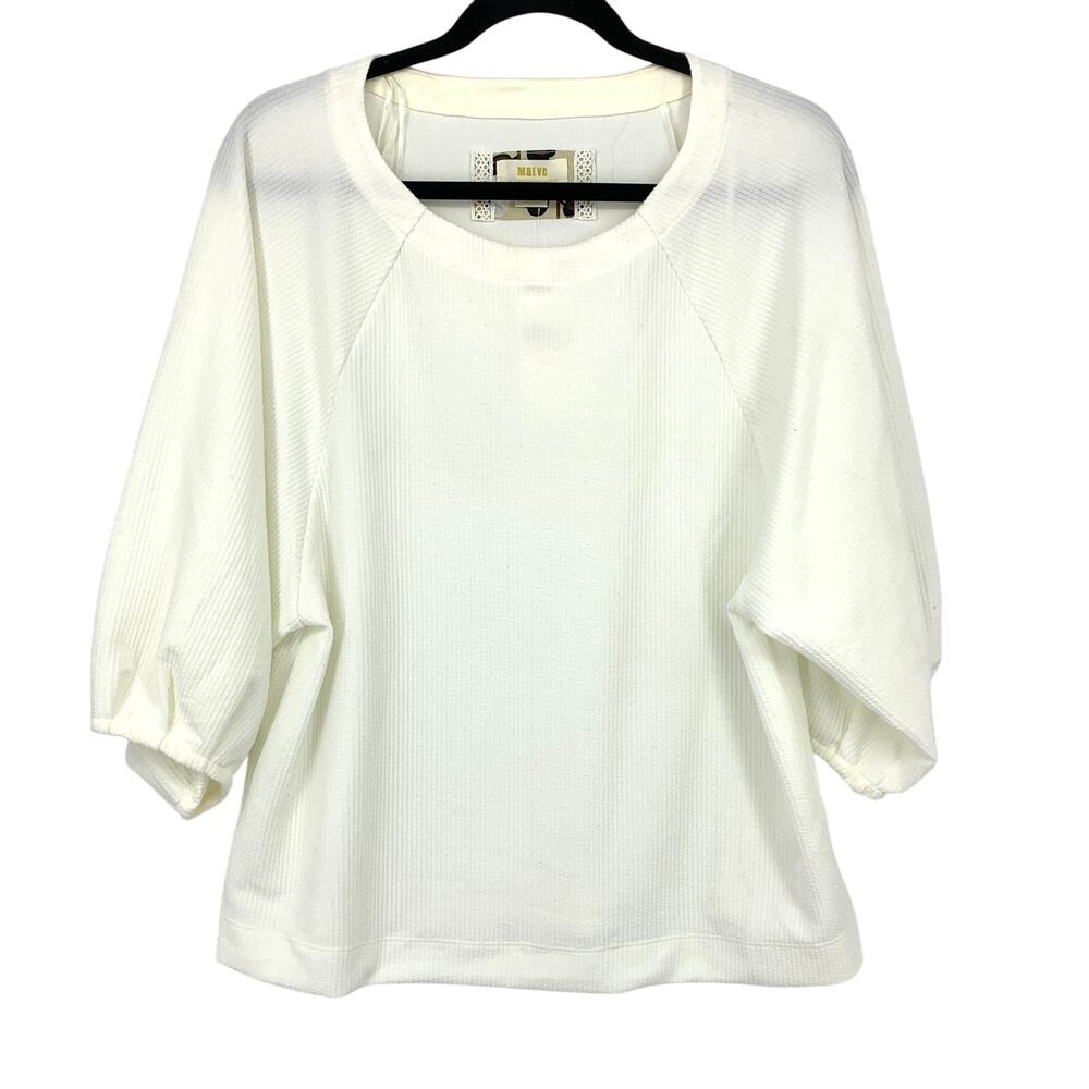 Anthropologie Maeve Sawyer Balloon Sleeved Top Womens Size Medium Cream NEW